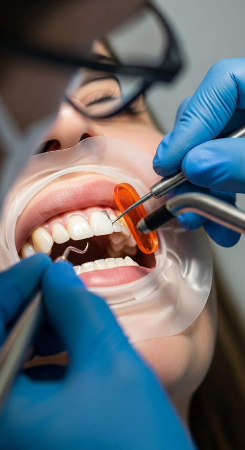 White Dental Filling on Dental Vana